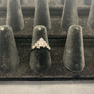 Melinda Maria Silver Pointed Crystal Ring